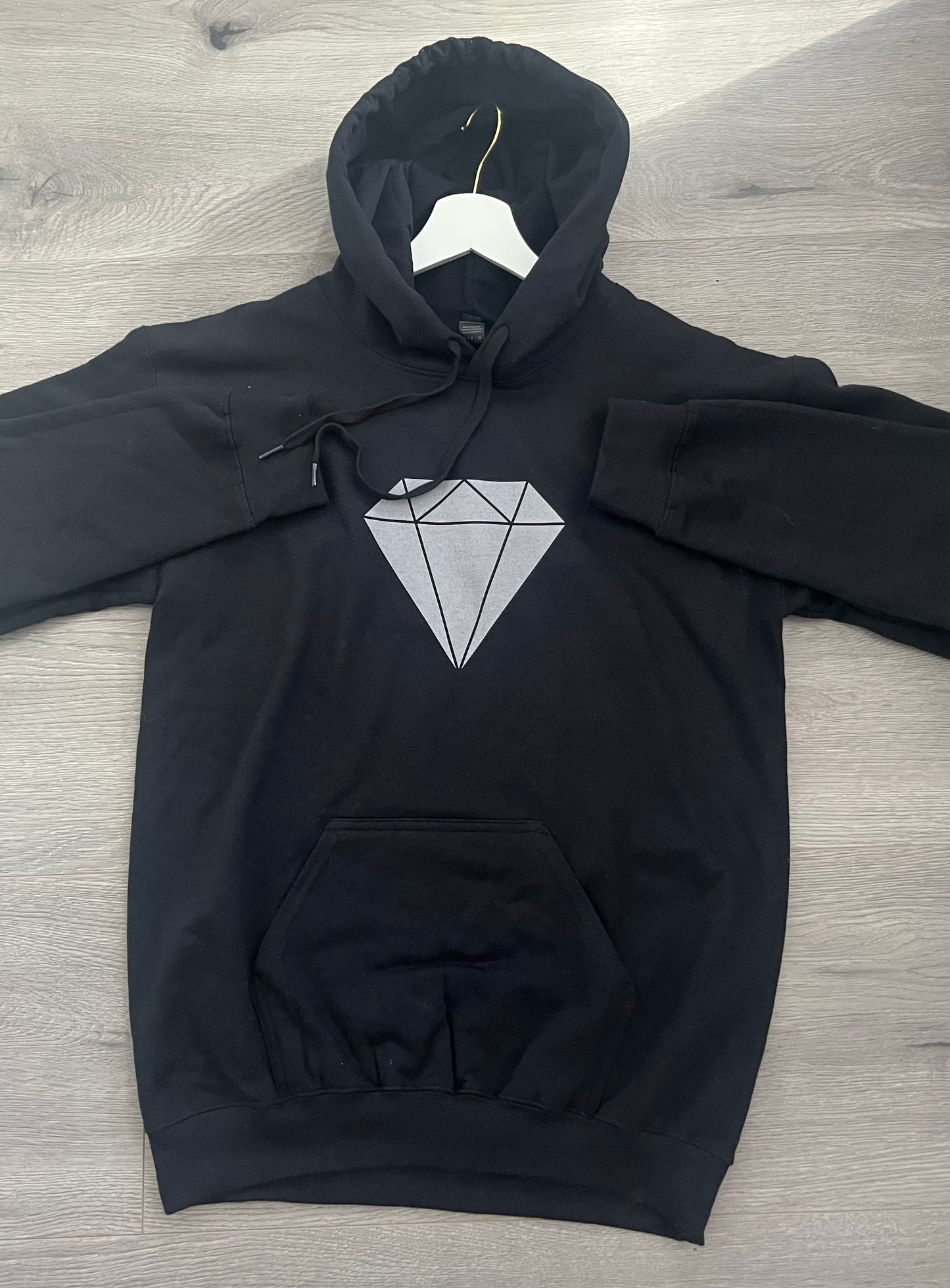 Midweight Fleece Adult Hoodie| navy/black with silver diamond print