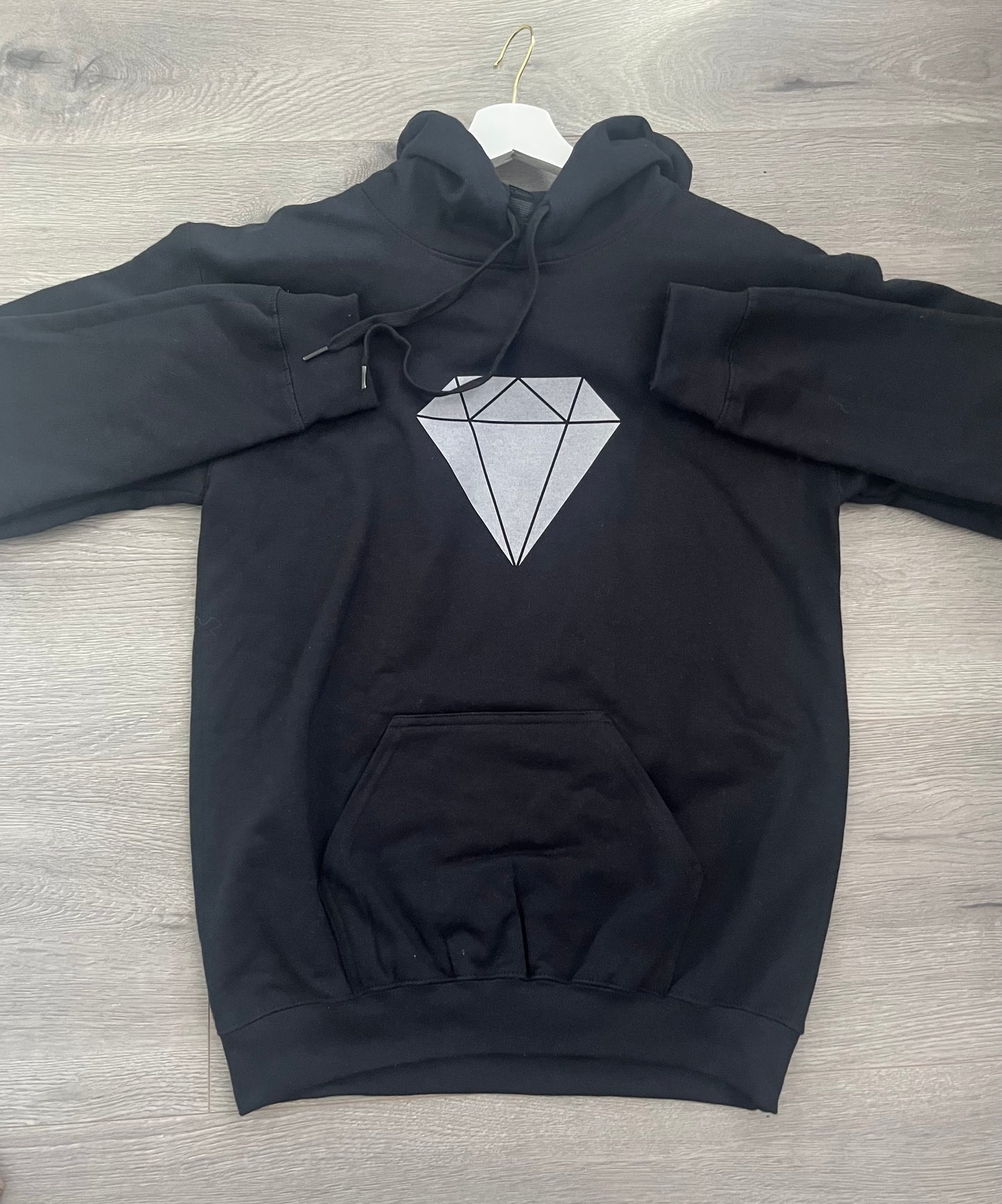 Midweight Fleece Adult Hoodie| navy/black with silver diamond print