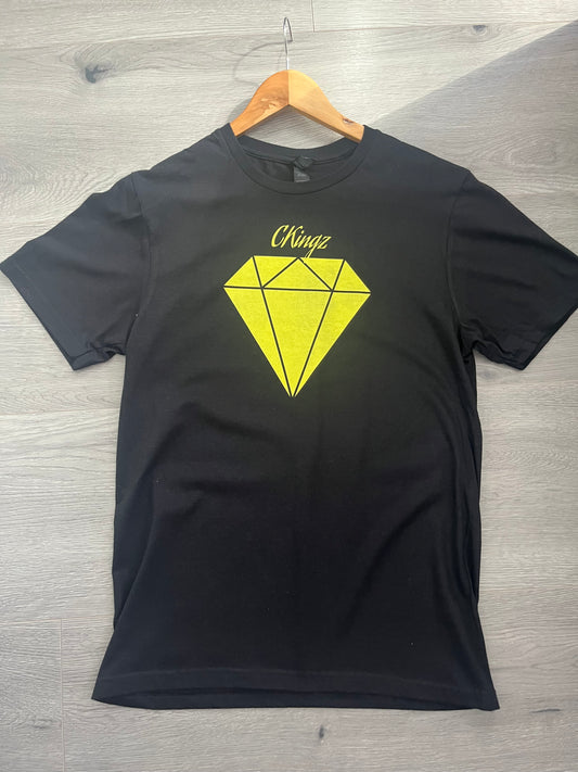 Classic Unisex Crewneck T-shirt | navy\black with yellow diamond and CKingz print