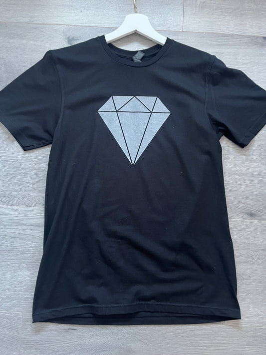 Classic Unisex Crewneck T-shirt | (navy/black/white)Silver diamond print